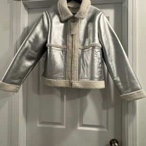Silver and Cream faux sherling  Jacket